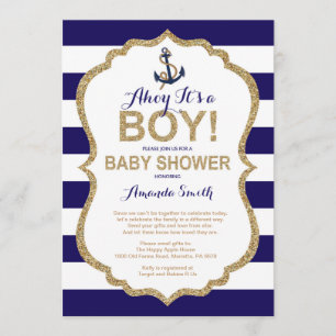 Invitation C'est un garçon ! Baby shower nautique par courrie