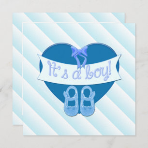 Invitation C'est un garçon Blue Heart Chaussures Baby Boy Sho