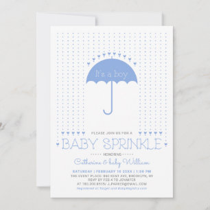 Invitation C'est un garçon   Blue Hearts & Umbrella Baby Spri