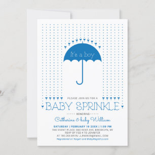 Invitation C'est un garçon   Blue Hearts & Umbrella Baby Spri