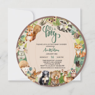 Invitation c'est un garçon boisé animaux baby shower forestie