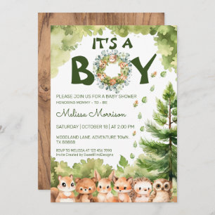 Invitation C'est un garçon Boy Woodland Baby Boy Shower