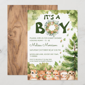 Invitation C'est un garçon Boy Woodland Baby Boy Shower