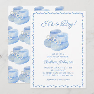 Invitation C'est un garçon chaussures bébé aquarelle Baby Sho