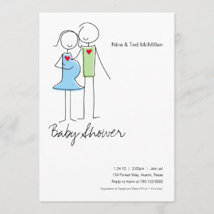 Invitation C'est un garçon, Coed Baby Shower Invitations, 5x7
