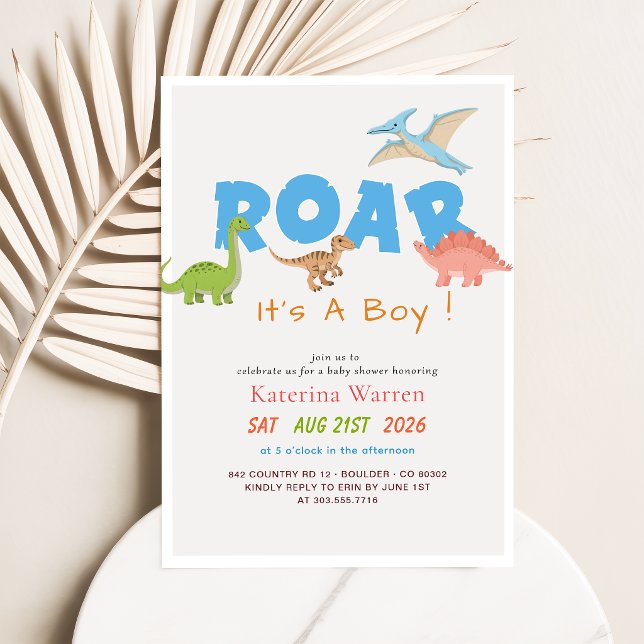 Invitation C'est un garçon Dino Dinosaur Shower Bébé (Créateur téléchargé)