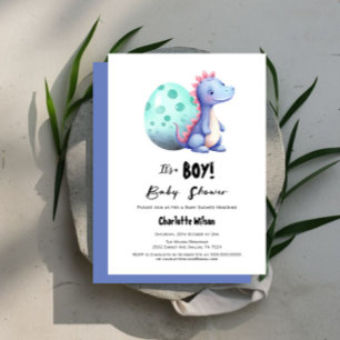 Invitation C'est un garçon Dinosaur mignon aquarelle Baby Sho