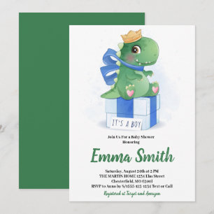 Invitation C'est un garçon - Dinosaure aquarelle Baby Shower