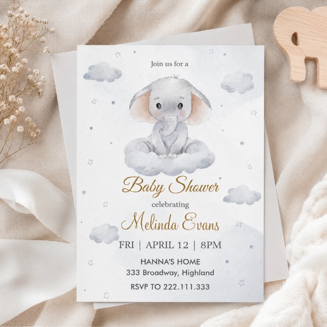 Invitation C'est un garçon éléphant mignon shower pour bébé (Créateur téléchargé)