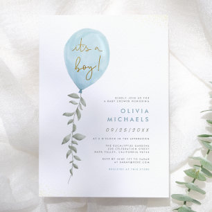 Invitation C'est un garçon Eucalyptus Verdure Ballon Baby Sho