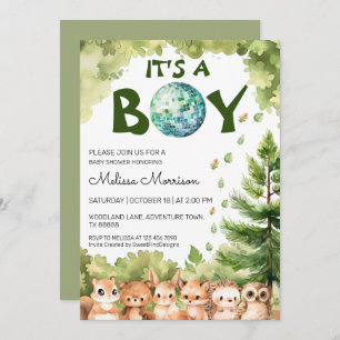 Invitation C'est un garçon Forest Disco Ball Baby Boy Douche