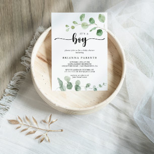 Invitation C'est un garçon Green Delight Eucalyptus Baby show