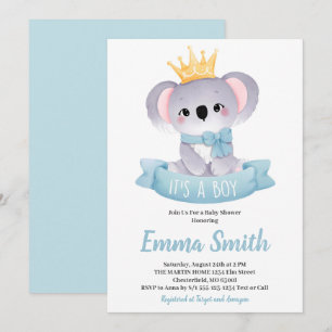 Invitation C'est un garçon Koala mignon aquarelle Baby Shower
