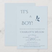 C'est un garçon ! Minimalisme Baby Shower Bleu Pas
