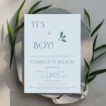 C'est un garçon ! Minimalisme Baby Shower Bleu Pas