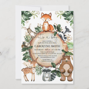 Invitation C'est un garçon Rustic Woodland Baby shower Invita