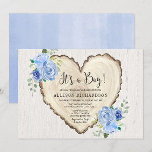 Invitation C'est un garçon rustique valentines florales valen