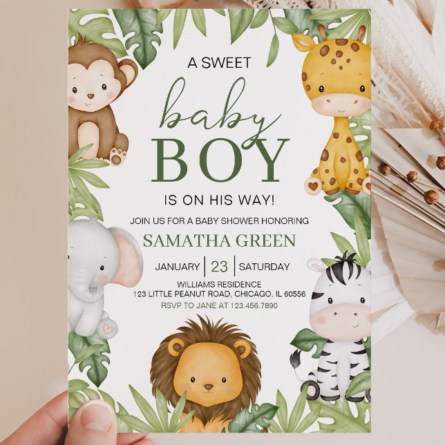 Invitation C'est un garçon Safari Baby Shower (Créateur téléchargé)