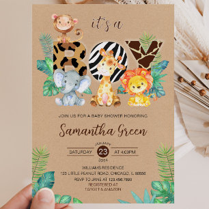 Invitation C'est un garçon Safari Jungle Baby Shower