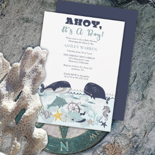 Invitation C'est un garçon sous le Baby shower marin