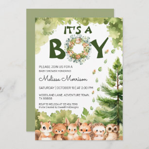 Invitation C'est un garçon Spring Woodland Baby Boy Shower