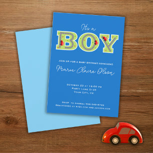 Invitation c'est un garçon, une voiture baby shower invitatio