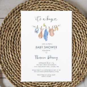 Invitation C'est un garçon Vêtements Aquarelle Baby Shower Mo