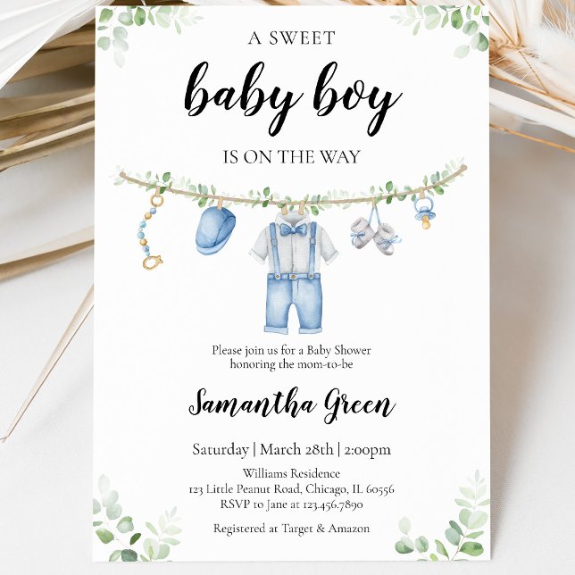 Invitation C'est un garçon Vêtements pour bébé Baby Shower (Créateur téléchargé)