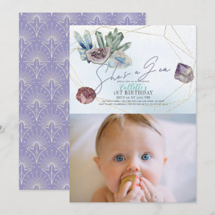 Invitation C'est un Gem Crystals Gemstone Géologie 1er annive