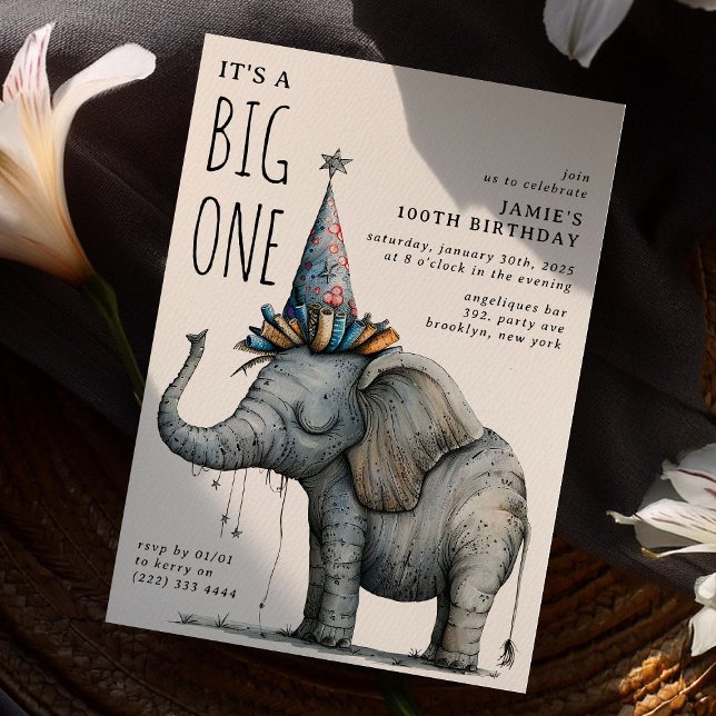 Invitation C'est un GROS !' Anniversaire éléphant drôle et fa (Créateur téléchargé)