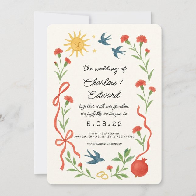 Invitation C'est un Mariage d'écriture manuscrite de dessin p (Devant)