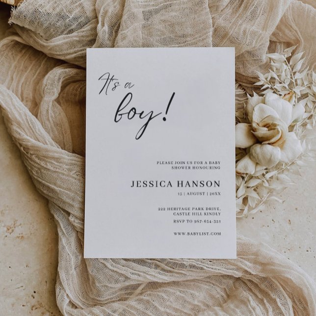 Invitation C'est un Modèle d'invitation de Baby shower garçon (It's A Boy Baby Shower Invitation Template)