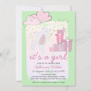 Invitation C'est un ours fille Nouveau-né Fille Baby Shower