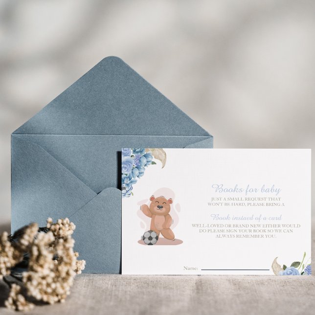 Invitation C'est un ours garçon Livres pour baby shower bleu  (Créateur téléchargé)