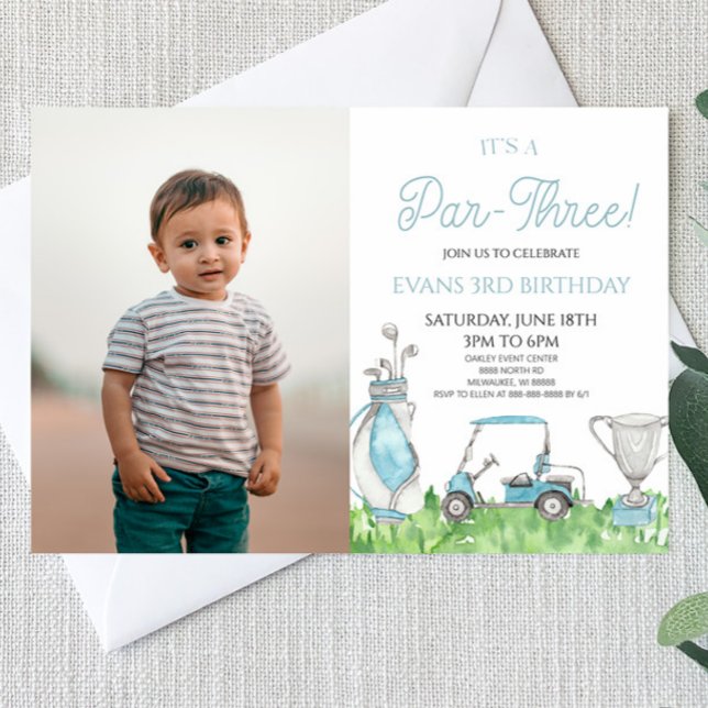 Invitation C'est un Par-Trois ! Blue Golf 3e fête d'anniversa (Créateur téléchargé)