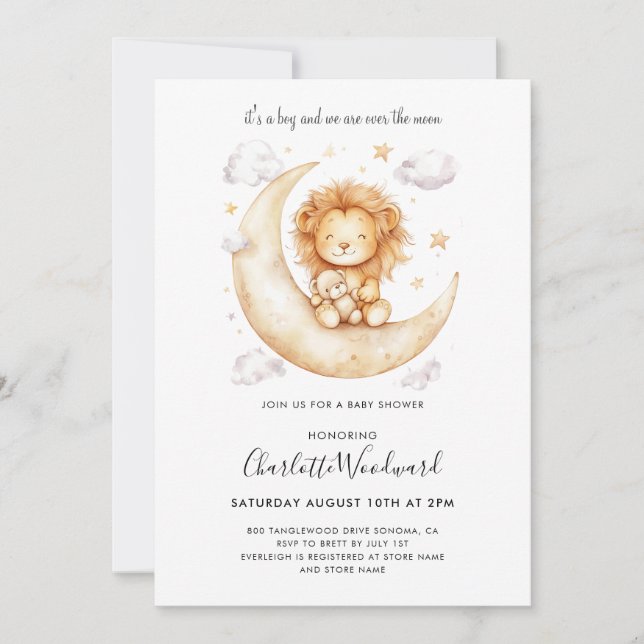 Invitation C'est un petit Baby shower de Lion (Devant)