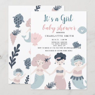 Invitation C'est un petit Baby shower de sirène