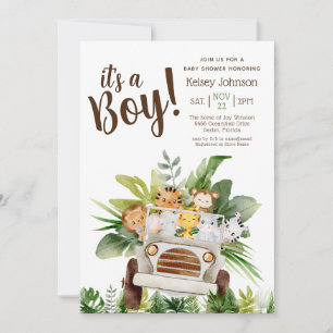 Invitation C'est un petit Baby shower Safari Jungle Animaux