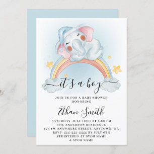 Invitation C'est un petit éléphant Baby shower d'aquarelle ar