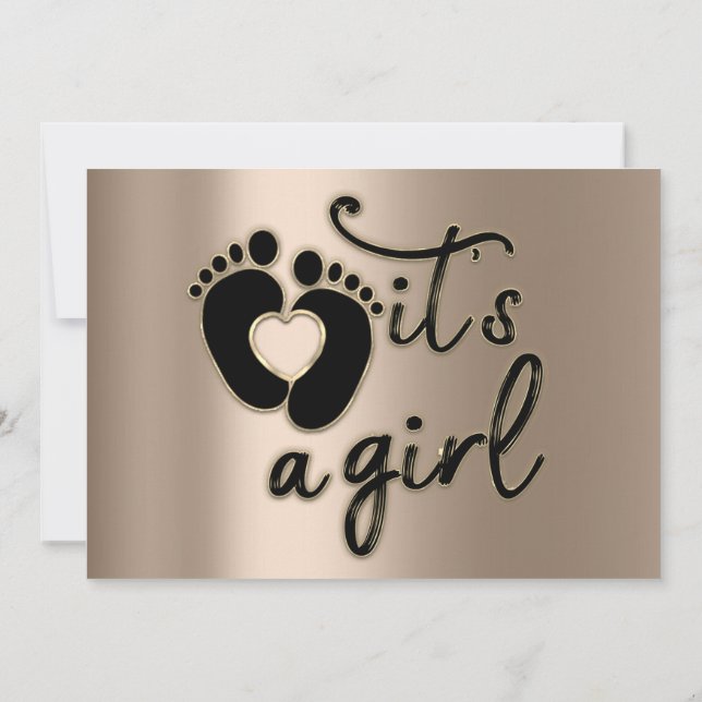 Invitation C'est un script de fille Baby Shower Rose Pieds no (Dos)