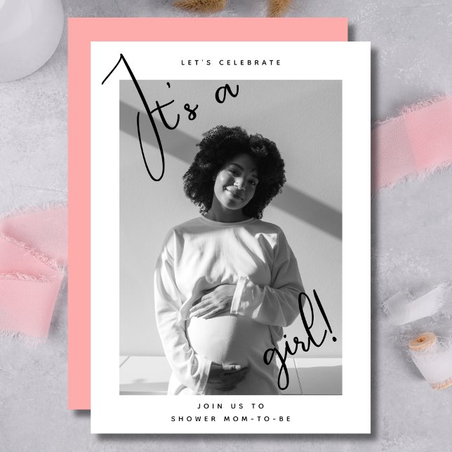 Invitation C'est un script de photo pour Baby Shower fille  (Créateur téléchargé)