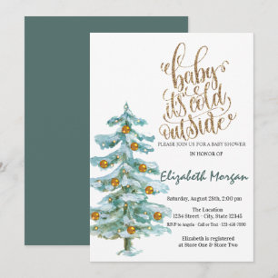 Invitation C'est une Baby Shower Arbre de Pin Aquarelle Froid