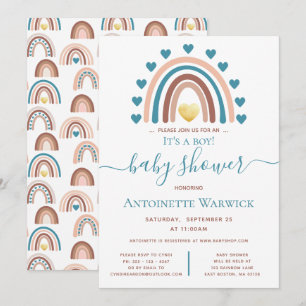 Invitation C'est une Baby Shower Bohème Arc-en-Ciel pour Garç