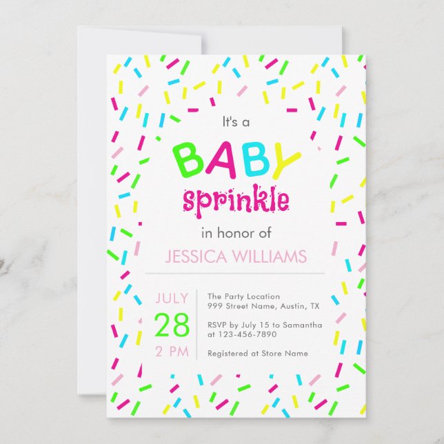 Invitation C'est une Baby Sprinkle Shower Rainbow Sprinkles (Devant)