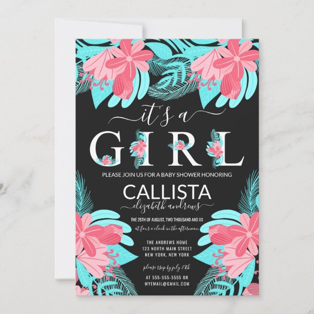 Invitation C'est une citation de fille Baby shower Turquoise  (Devant)