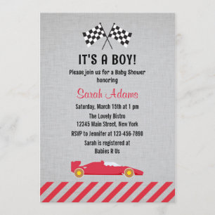 Invitation C'est une course de garçon Baby shower automobile