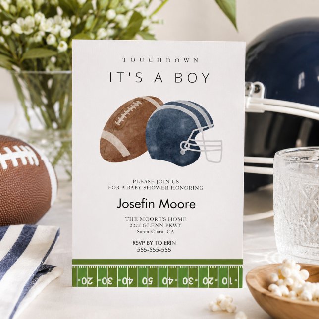 Invitation C'est une douche pour bébé garçon de football de t (Créateur téléchargé)