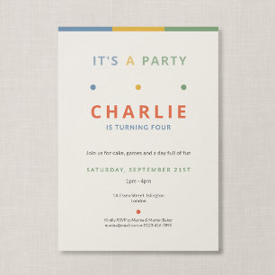 Invitation C'est une fête Anniversaire de enfants Typographiq