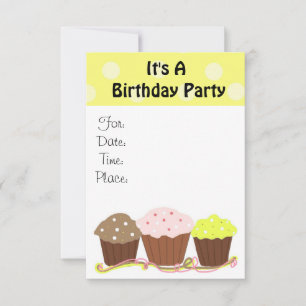 Invitation C'est une fête d'anniversaire avec des cupcakes