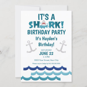Invitation C'est une fête d'anniversaire de requin